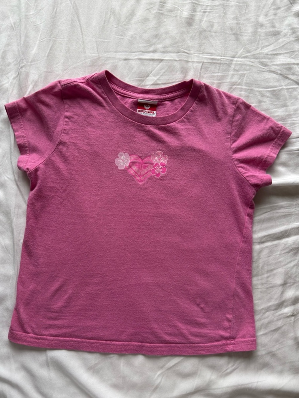 Vintage Kids Roxy Girl Pink Hawaiian Inspired Graphic Tee Sz. M